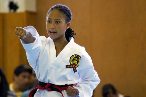 taekwondo student punching